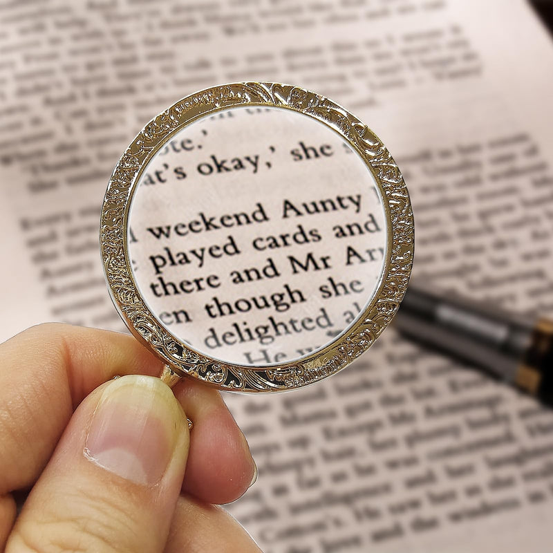 YYHSND 10X Magnifying Glass Necklace Magnifier Necklace Pendant Optical Magnifier with Chain Necklace for Library, Reading, Zooming and Jewelry (Pure Gold) Pure Gold