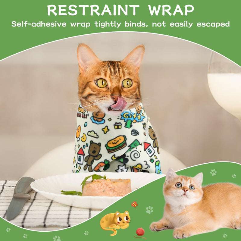 Cat Grooming Wrap, Cat Wrap for Cutting Nails and Grooming, Cat Restraint Wrap for Nail Clipping, Self-Adhesive Fabric Cat Swaddle Burrito Wrap, Anti-Bite, Anti-Scratch, Anti-Escape (M(Within 9.9lbs)) Medium - BeesActive Australia