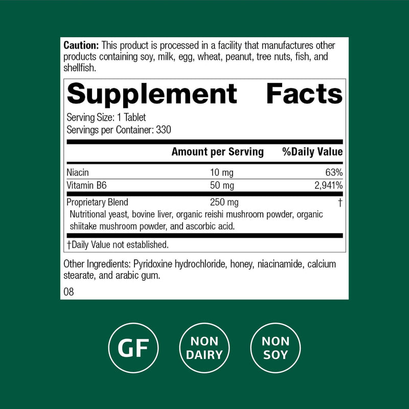 Standard Process B6-Niacinamide,Vitamins B Energy Metabolism, 330 Tablets | Energy Metabolism Health Support Supplement, Cardiovascular Support, Gluten-Free, Non-Dairy and Non-Soy 1 Count (Pack of 330)