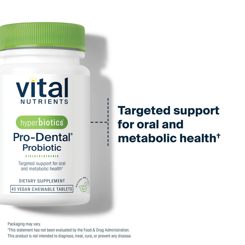 Hyperbiotics Vital Nutrients Pro Dental Probiotic | Clinically Studied BLIS K12 and M18 | Oral Probiotics for Bad Breath treatment for adults | Oral Health for teeth and gums | 45 Mint Tablets 45 Count (Pack of 1) - BeesActive Australia