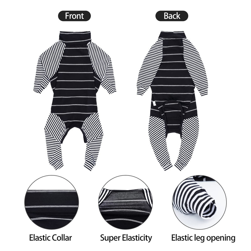 Dog Surgical Suit Onesie with Legs Long Sleeve Breathable Post Surgery Pajamas Anti Licking Abdominal Wounds Dog Cone Alternative for Pets Size XL Black XL (Pack of 1) - BeesActive Australia