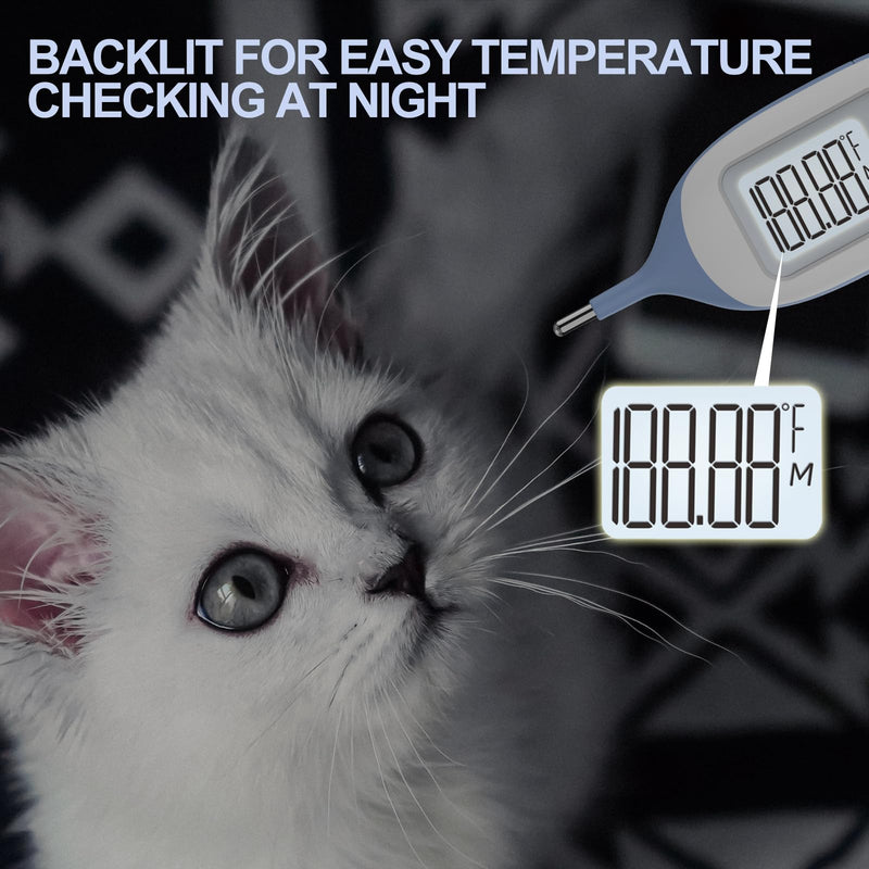 Pet Thermometer, Friendly Short Probe,Comfort Flexible,10-Sec Reading, Rectal Thermometer for Dogs Cats,30 Probe Covers Include - BeesActive Australia
