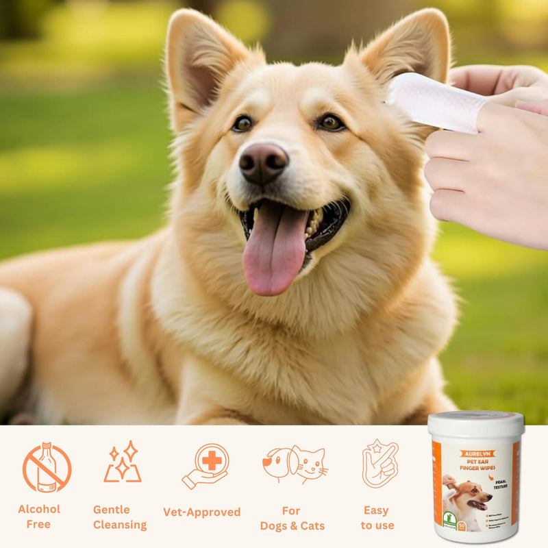 Dog Ear Cleaner – 100 Dog Ear Wipes Gently Remove Wax & Dirt | Ear Cleaner for Dogs UK | Ear Wipes for Dogs Biodegradable Cat Ear Cleaner Wipes Pack OF 2