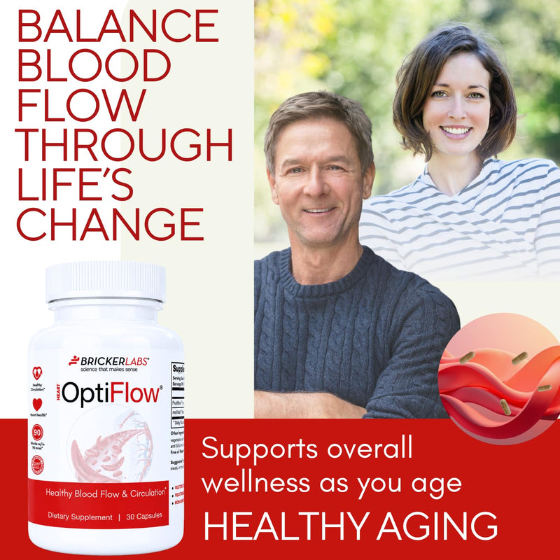 Bricker Labs OptiFlow Blood Circulation Vitamins, Naturally Supports Healthy Blood Flow, Contains FruitFlow and resVida Trans resveratrol. Blood Optimizer Supplement, 30 Capsules 30 Count (Pack of 1)