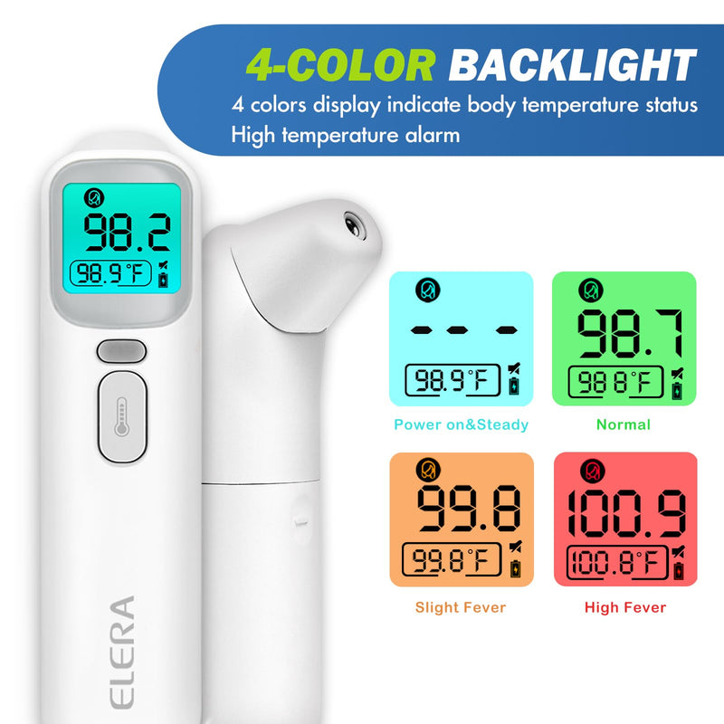 Elera Ear Thermometer for Kids, Baby Thermometer with Forehead and Ear Mode for Adults, Infant, Kids and Toddler, Touchless and 1 Second Reading with Fever Alarm and Mute Function, LCD - BeesActive Australia