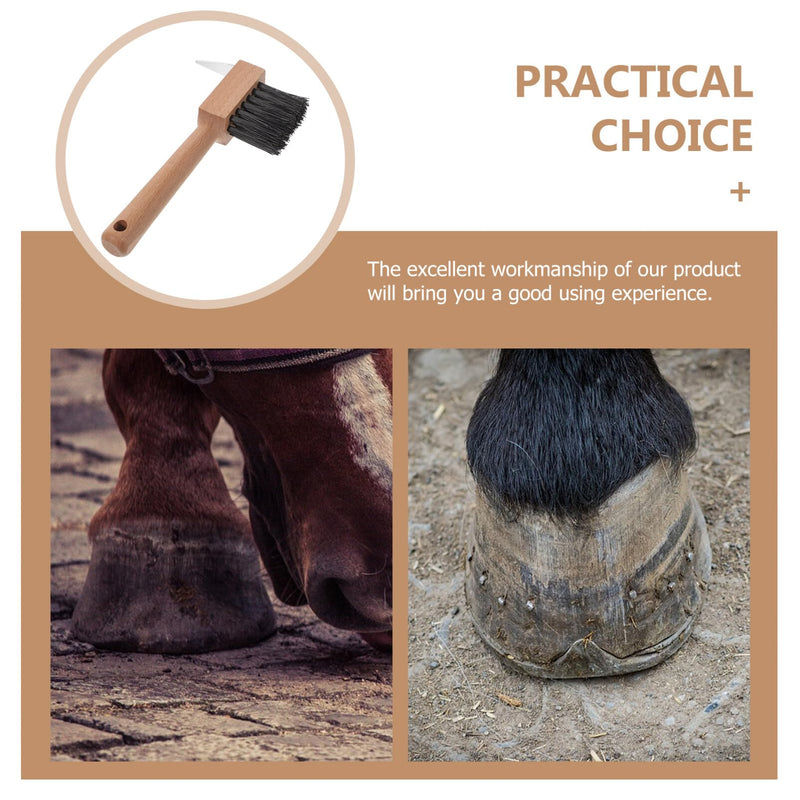 POPETPOP Horse Hoof Pick Brush, Hoof Picks for Horses, Hoof Pick with Cleaning Brush Horse Cattle Sheep Hoofpick with Wooden Handle for Cleaning and Grooming Tools - BeesActive Australia