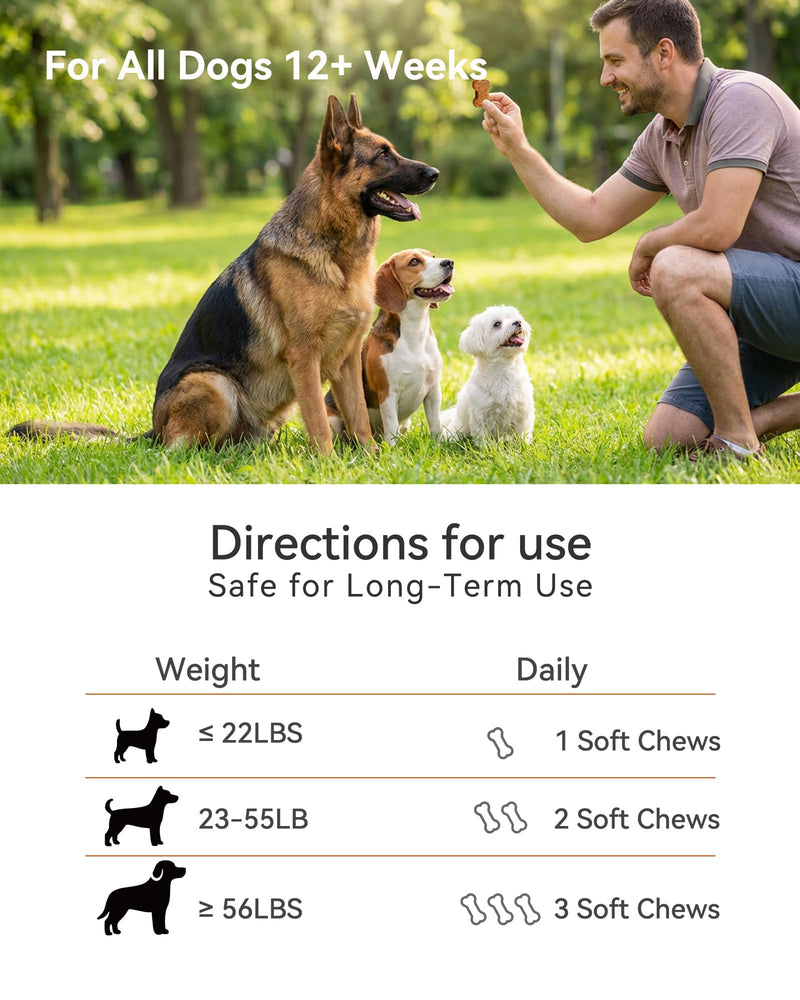 Probiotics & Prebiotics Soft Chews for Dogs – Daily Gut & Digestive Support, Spore-Forming Probiotic with Multi-Strain Lactobacillus, Prebiotic Inulin/FOS, Chicken Flavor, 120 Chews
