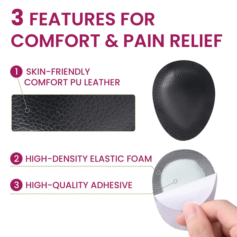 4-Pair Metatarsal Pads for Pain Relief - Bukihome Ball-of-Foot Cushions for Forefoot Support Fatigue Relief, 1/3" Thick Soft Ball-of-Foot Pads for Metatarsalgia Morton’s Neuroma, Men Women (L) Black 4 Pairs - L(Men's 10.5-13)