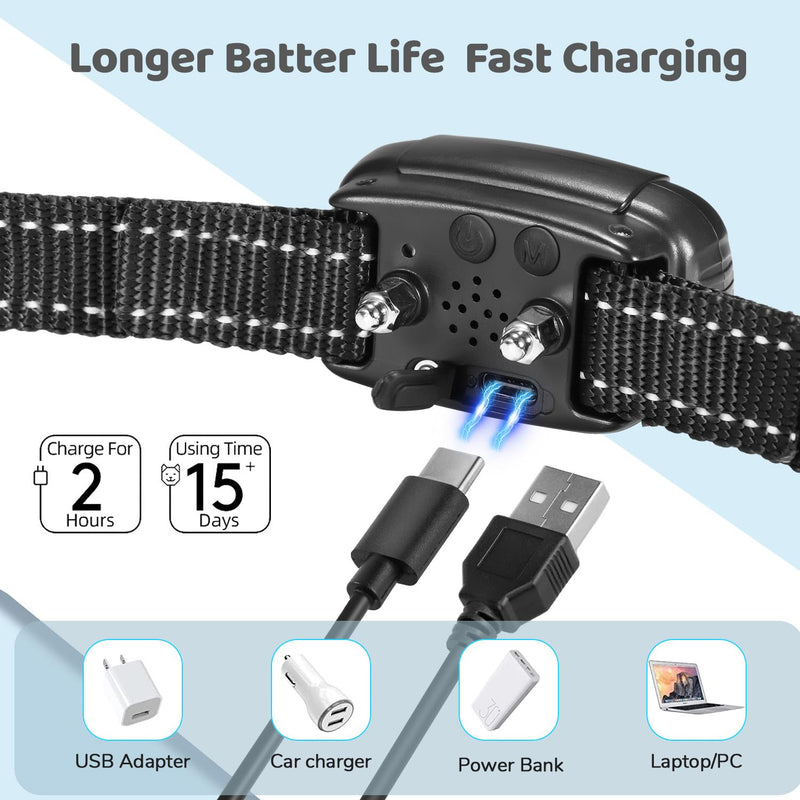 Dog Bark Collar Effective No Bark Training for Dogs of Large Medium and Small Rechargeable Anti Bark Collar for Dogs Automatic Bark Collar with 5 Adjustable Sensitivity Beep and Vibration Modes Black - BeesActive Australia