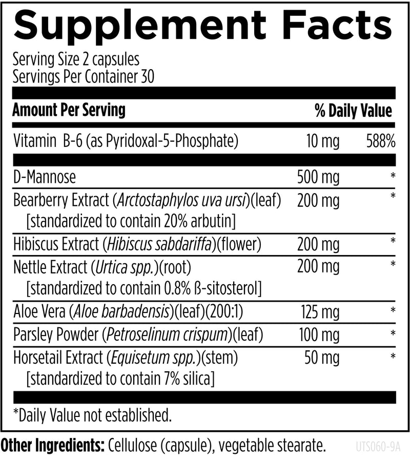 Designs for Health UT Synergy - 500mg D-Mannose with Horsetail, Nettle, Hibiscus + Bearberry Leaf - Healthy Urinary Tract Support - Non-GMO + Gluten-Free Supplement (60 Capsules) Standard Packaging