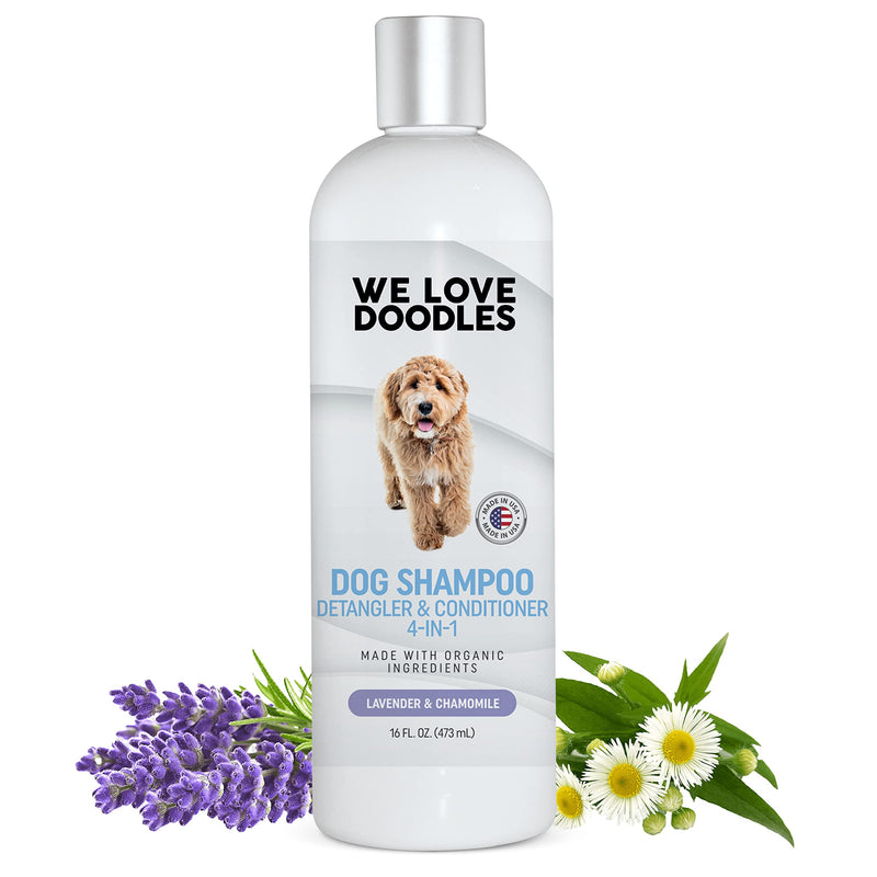 We Love Doodles Small Curved Slicker Brush and 4-in-1 Dog Shampoo (Lavender) Bundle - Goldendoodle Brush for Dematting & Shedding - Shampoo for Goldendoodles, Poodles & Doodles - Made In USA - PawsPlanet Australia