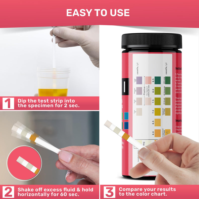 JNW Direct 4-in-1 Urine Test Strips - 100 UTI Test Strips, Accurate At Home UTI Test for Women & Men, Results in 60 Seconds, Urinalysis Test Strips Full Panel, Quick & Easy Home UTI Test Strips - BeesActive Australia