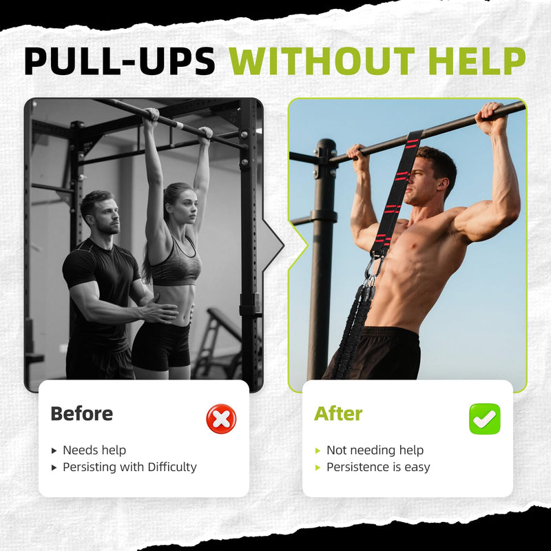 Pull Up Assistance Bands 260lbs – Heavy Resistance Bands for Pull Ups with Feet Rest, Height Adjustable Pull Up Bar Bands, Strength Training Workout Equipment Black