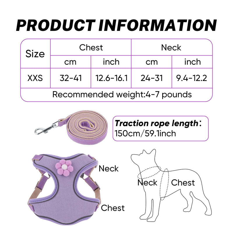 Small Dog Harness, Reflective Adjustable Puppy Vest, Dog Harness for Small Medium Large Dogs, with Breathable Mesh and Quick Release Buckle Step in Harness for Puppy(XS Bust 13-16IN) purple XXS(Bust 13-16IN) - BeesActive Australia