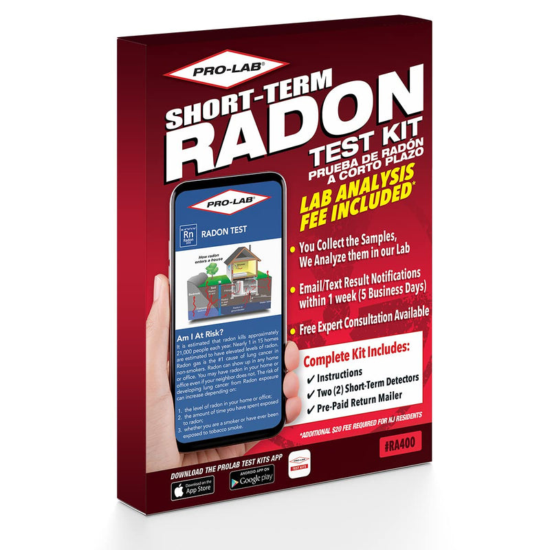 Radon Test Kit for Home, EPA Approved Short Term Radon with Lab (2 Kits)