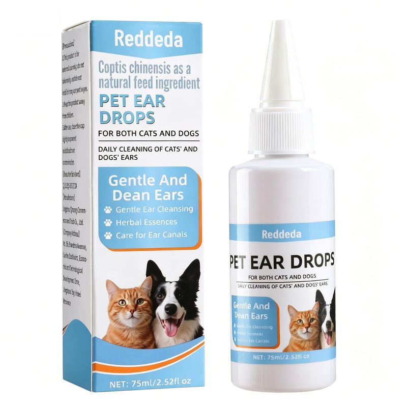 Pet Ear Drops for Dogs & Cats with Hydrocortisone 1%, Treats Ear Infection, Yeast, Itchy Ears, Soothing Ear Cleaner & Infection Relief Formula Blue