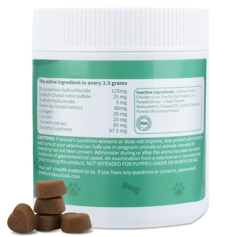 Dog Hip and Joint Supplement, Dog Soft Chews Treats with Glucosamine Chondroitin Omega 3 Collagen Supports Dogs Joint Skin and Coat Immune Health, Pet Vitamins Supplements for Small Medium Dog Breeds