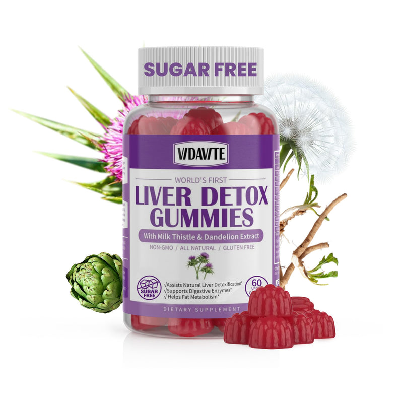 Sugar-free Liver Cleanse Detox & Repair Gummies ‚Äî 1500mg Milk Thistle Supplement with Artichoke, Dandelion and 20+ Herbs ‚Äî Essential Liver Support Supplement for Men & Women(60 Vegan Gummies) Apple - Basic Variant - BeesActive Australia