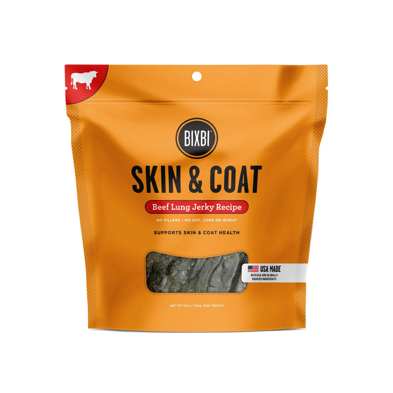 BIXBI Skin & Coat Support Beef Liver Jerky Dog Treats, 12 oz - USA Made Grain Free Dog Treats - Antioxidant Rich to Support Shiny, Full Bodied Coats - High in Protein, Whole Food Nutrition, No Fillers 12 Ounce (Pack of 1)