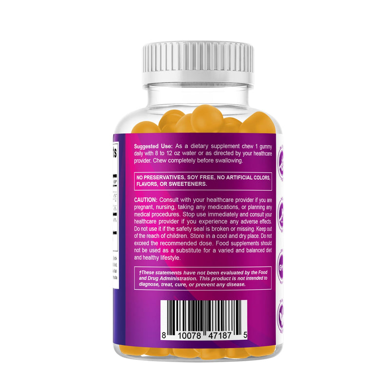 Vitamatic Sugar Free Folic Acid 1 mg Gummies 120 Count Orange Flavor-2 Pack | 1 mg Folic Acid, 1667 mcg DFE per gummy, Healthy cell growth, red blood cell formation, Gluten Free, Non GMO 60 Count (Pack of 2)