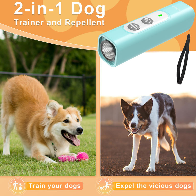 Anti Barking Device for Dogs - Dog Bark Deterrent Devices for Stopping Bad Dog Behavior - Ultrasonic Dog Bark Deterrent, Refuse to Shout and Slap - Best Anti Barking Device Rechargeable（Blue） Blue