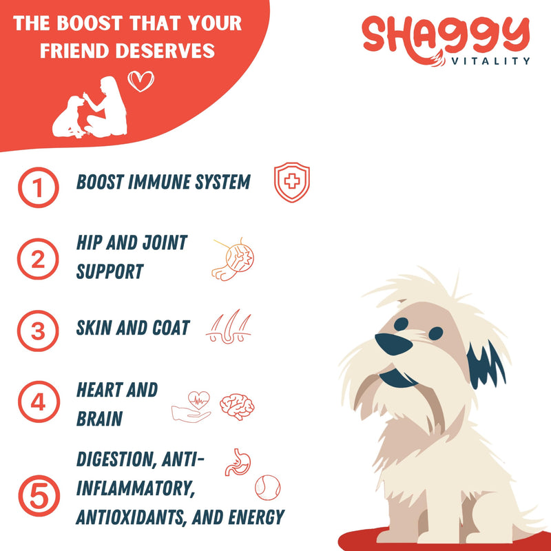 ShaggyVita Dog Vitamins and Supplements 9 in 1 for Immune System, Skin & Coat, all Ages - Dog Skin and Coat Supplement - Dog Supplements & Vitamins - Multivitamin for Dogs - Dog Vitamins Multivitamin - BeesActive Australia