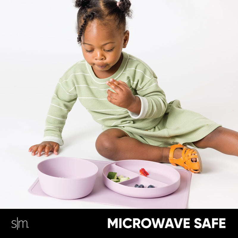 Simple Modern Silicone Bowl for Baby, Toddler | Feeding Supplies Baby Food Bowls Dinnerware Dishes for Kids | Microwave Safe | Bennett Collection | Lavender Mist 22oz - BeesActive Australia