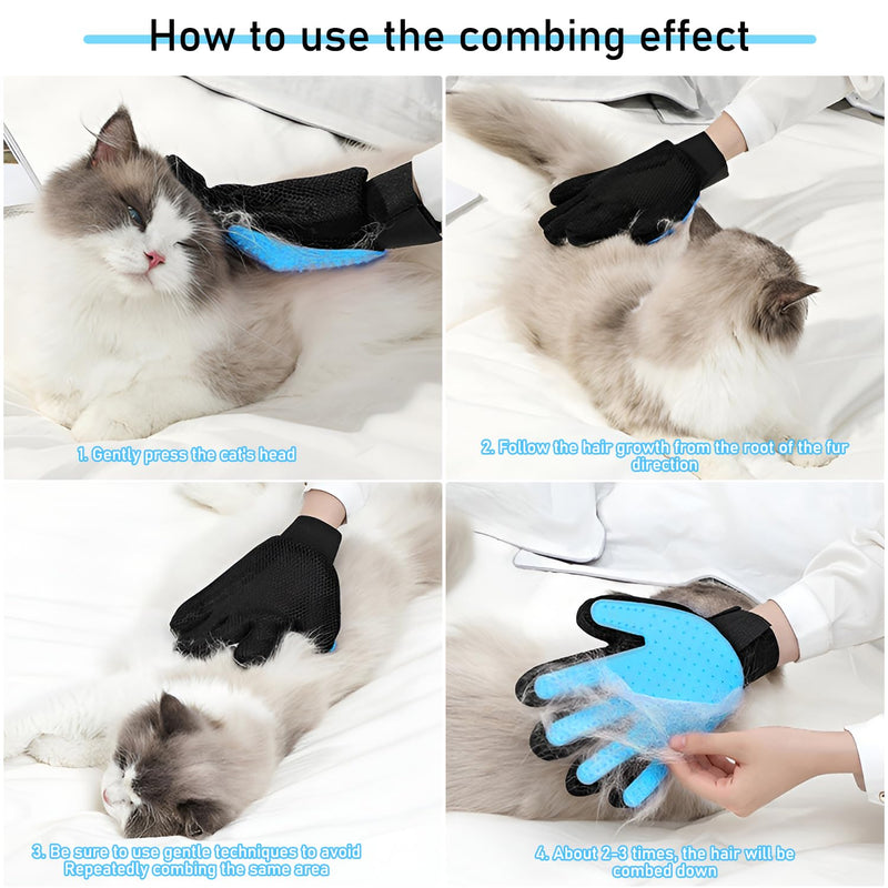 ZSMJAER pet glove cat brush glove, suitable for grooming dogs, cats and cleaning Pet Grooming Brush Glove has a massaging effect (light blue) light blue - BeesActive Australia
