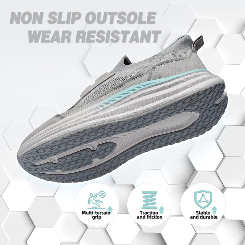 Women's Orthopedic Road Running Shoes: Comfortable Arch Supports Plantar Fasciitis Orthotic Athletic Sneakers, Casual Flat Feet High Arch Sports Walking Shoes for Foot Heel and Pain Relief 7.5 W2-grey Mint
