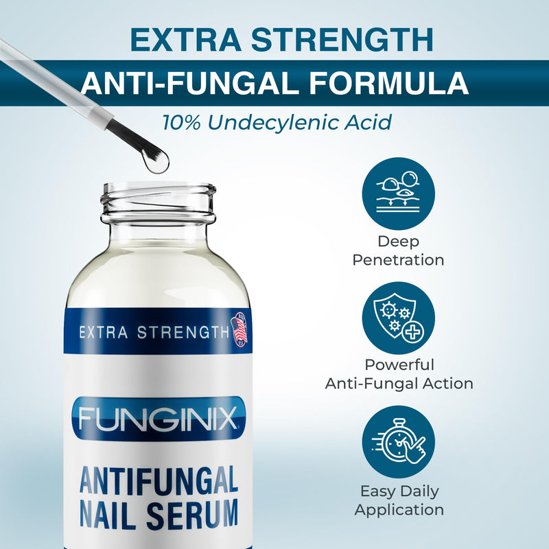 FUNGINIX Toenail Fungus Treatment Extra Strength - Antifungal Nail Treatment With 10% Undecylenic Acid & Tea Tree Oil - Includes Natural Oils & Botanicals - Made in USA (Packaging Does Vary) 1 Fl Oz (Pack of 1)