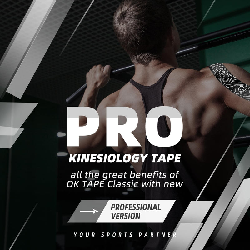 OK TAPE PRO Kinesiology Tape Uncut Roll, Elastic Physical Therapy Athletic Tape for Pain Relief, Muscle Support, Kinetic Tape, Water Resistant, 2in X 16.4ft -Black 4 Pack Black a - BeesActive Australia