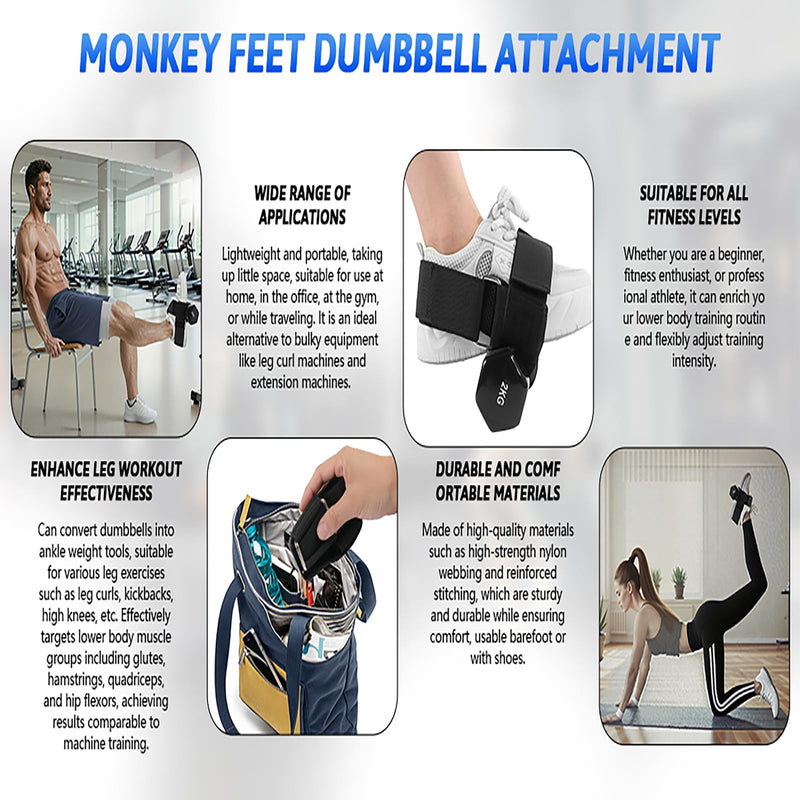 Dumbbell Foot Attachment Adjustable Ankle Weight Straps for Leg Workouts, Tibialis Trainer Hip Flexor Exercises Secure Fit for Hamstring Curls, Leg Extensions Home Gym Training - BeesActive Australia