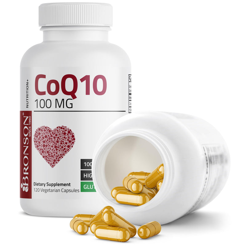 Bronson CoQ10 100 mg (Ubiquinone), High Potency, 120 Vegetarian Capsules | Cellular Energy & Heart Health Support, Powerful Antioxidant, Vegan & Gluten-Free 120 Count (Pack of 1)