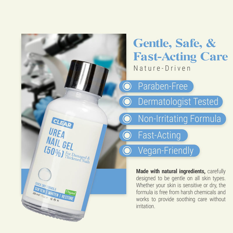 Urea 50% Nail Gel - Softens Cracked Heel Calluses & Thick Toenails - Repairs Damaged, Yellow, Discolored Nails – Highly Effective & Quick-Dry Fingernails & Toenail Treatment Blue Urea 50 - BeesActive Australia