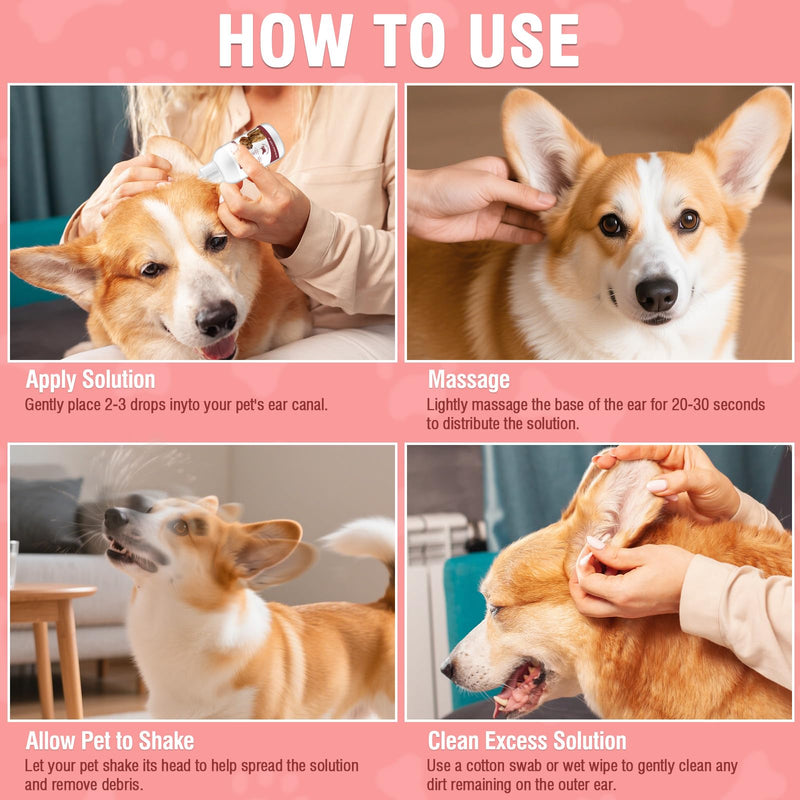 Dog Ear Infection Treatment Drops, Cat Ear Cleaner to Help Remove Debris &Smell for Cats & Dogs,Soothe and Relieve Itchiness 3
