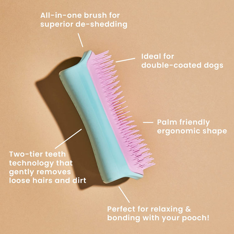 Tangle Teezer | Pet Teezer | Deshedding and dog grooming brush | Dry brush or dog bath brush | Mint & Pink Mint green and pink - BeesActive Australia