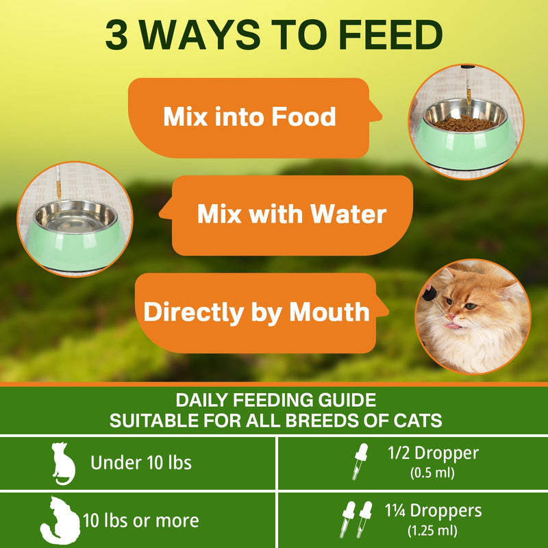 Puyrzoe Cat Flea Treatment, Natural Oral Flea and Tick Prevention for Cats Drops with Pumpkin Seed, Echinacea & Omega-3/6/9- Support Immunity, Healthy Skin & Coat, Digestion & Overall Wellness, 60 ML