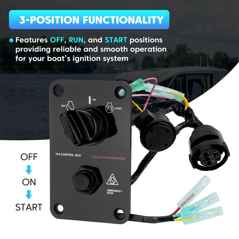 704-82570-12-00 Main Switch Panel Marine Outboard 12V Single Engine Key Assembly 704 Control Box On Off Switch Compatible with Yamaha Outboard Yacht Replace# 704-82570-08-00, 704-82570-01-00
