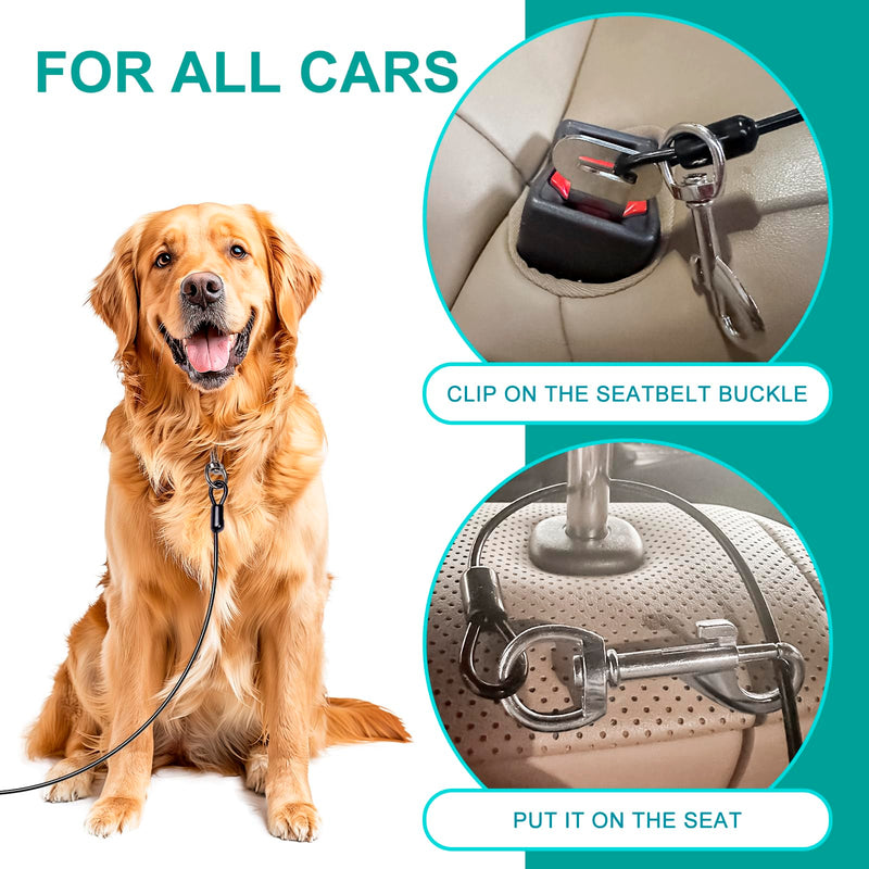 Dog Seat Belt for Car, LApapaye Dog Car Seat Belt, Chew and Tear Resistant, Seat Belt for Dogs in Car, Coated Wire Rope Safety Restraint, Double End with Safety Buckle (Black, 32 Inches) Black - BeesActive Australia
