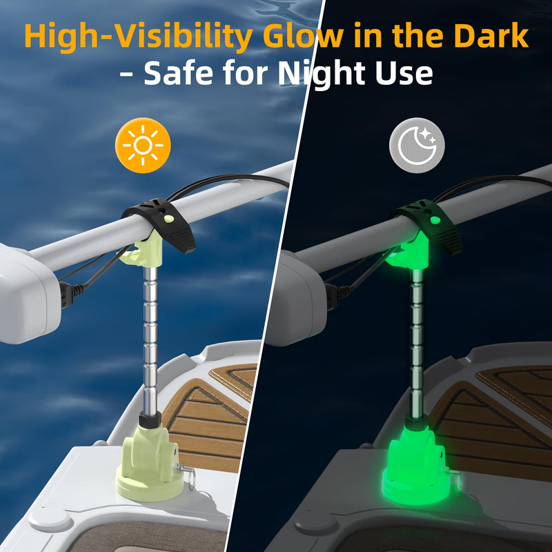 Trolling Motor Stabilizer Glow In the Dark Support Mount, with Extra Adjustable Aluminum Rod, Hold Trolling Motors Shaft & Reduce Bounce, Supports MKA-60 Minn Kota Terrova Riptide Terrova Ulterra - BeesActive Australia