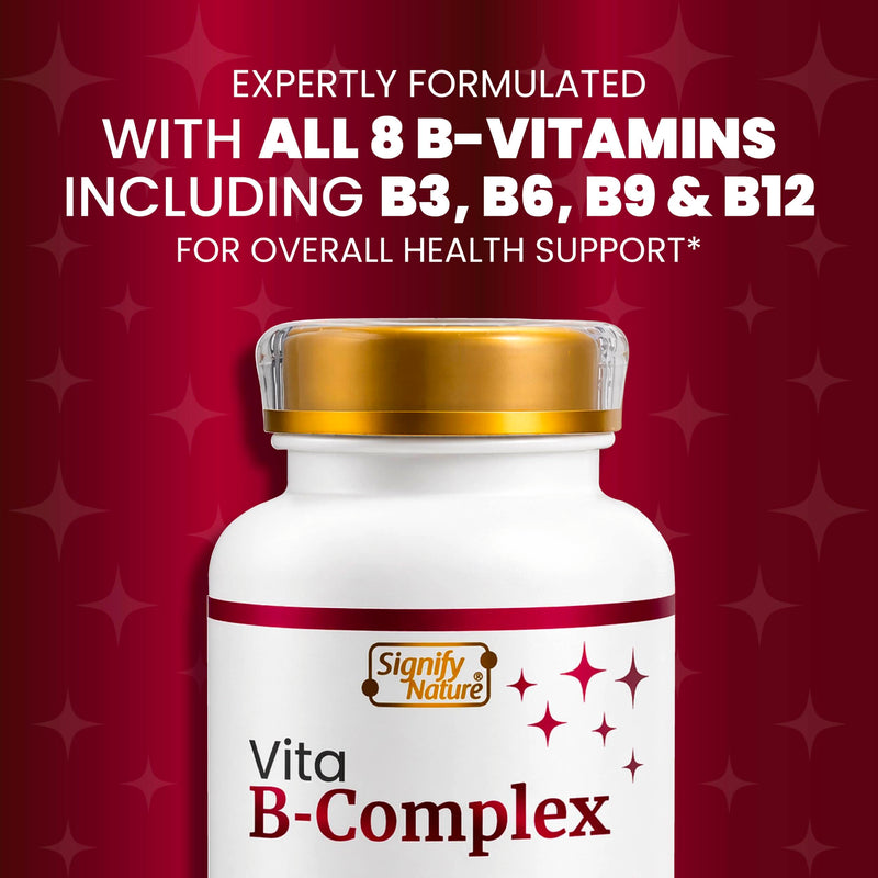 SIGNIFY NATURE VitaBComplex – B Complex Vitamins for Men & Women, 60 CT | All 8 B vitamins, B1, B2, B3, B5, B6, B8, B9, B12, super B softgels, BComplex, supports healthy hair, skin & nails supplement