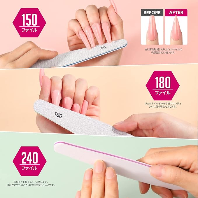 Teenitor Nail File Set Professional Nail Buffer Nail File for Nail Polish Gel Nail 150 180 240 100/180 200/280 1000/4000 Grit 6 Pcs - BeesActive Australia