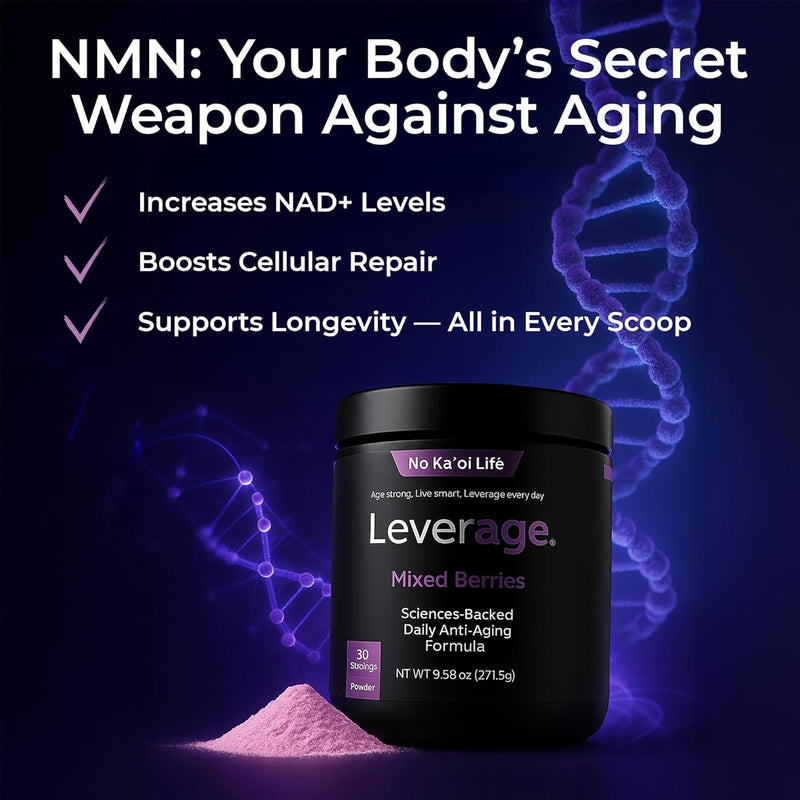 Leverage Mixed Berries Anti–Aging Supplement & Longevity Mix - Daily Wellness Multivitamin Powder with Hyaluronic Acid, L-Glycine & Magnesium for Skin, Energy, Cognitive Function & Joint–30 Servings