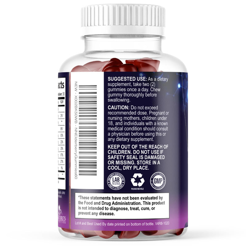 Elderberry Immune Support Gummies - 3X Strength Black Elderberry Gummy with Vitamin C, D3 and Zinc for Kids & Adults - Immune Health Support Supplement Gummy, Black Elder Berry Vitamins - 60 Gummies 60 Count (Pack of 1)