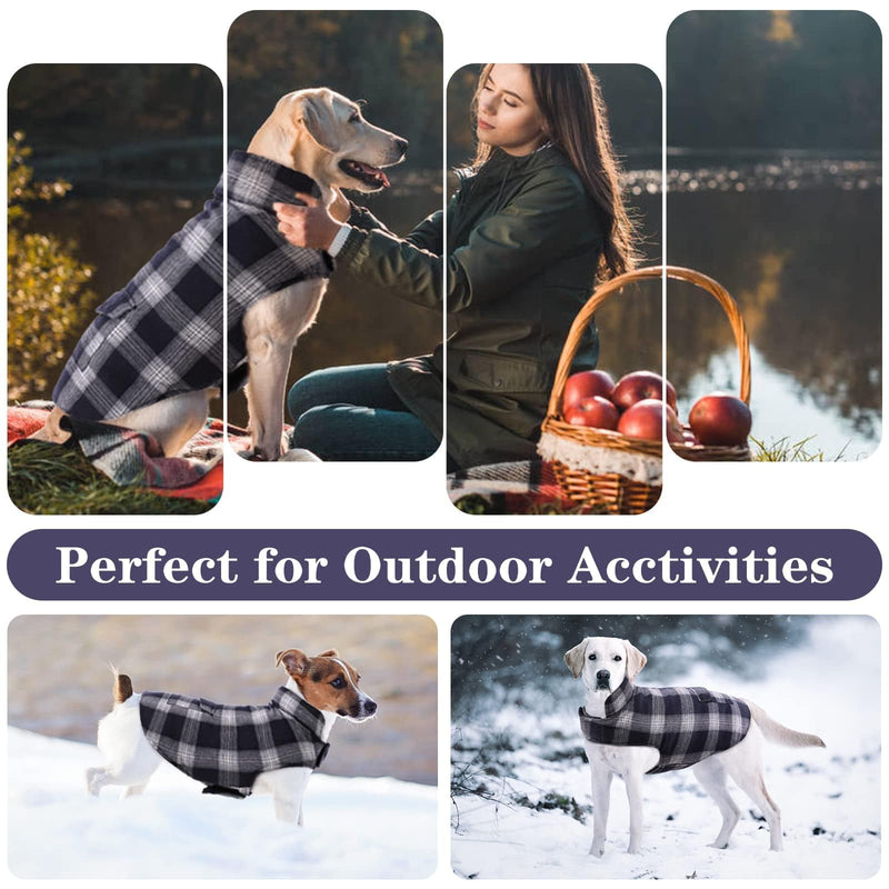 Kuoser Dog Winter Coat, Reversible Dog Jacket, Warm Dog Coat British Style Puppy Cold Weather Coat, Windproof Dog Clothes Dog Vest for Small Medium and Large Dogs Dark Blue L Large (Chest Girth: 20.9-24.4'') Blue Plaid - BeesActive Australia