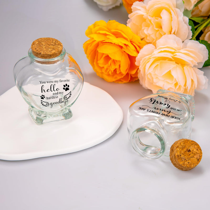 Pack of 2 memorial bottle glass bottles for ashes, teeth, animal hair glass container storage jar for dogs, cats ashes keepsake, memorial, mourning gift, animal loss - BeesActive Australia