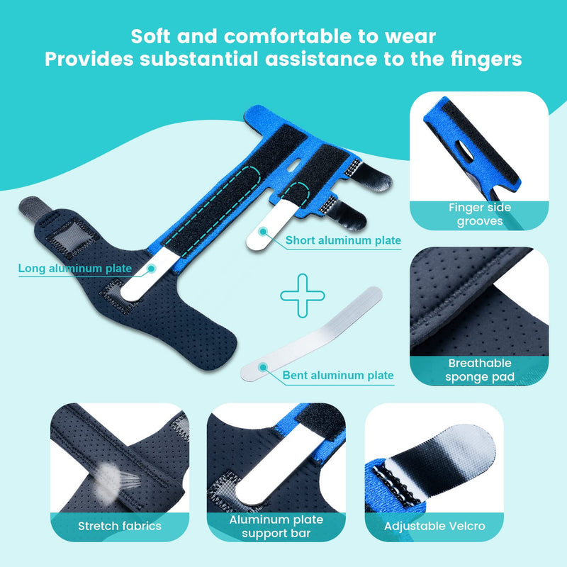 DrFinger Broken Finger Splint Brace for Trigger Finger,Injured, Arthritis Pain, Adjustable Brace with 2 Aluminum Plate (2-Fingers) DFHSZ02