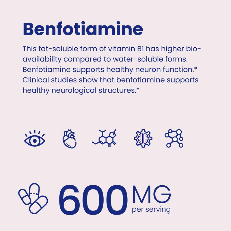 VHC Vitamin B1 Benfotiamine 600mg Supplement- 5X Time Fat-Soluble Thiamine Vitamin B1- Max Boost Bioavailable Thiamine B1 Levels Veggie Capsules,Non-GMO, Soy Free- Made in USA (120 Counts) 120 Counts