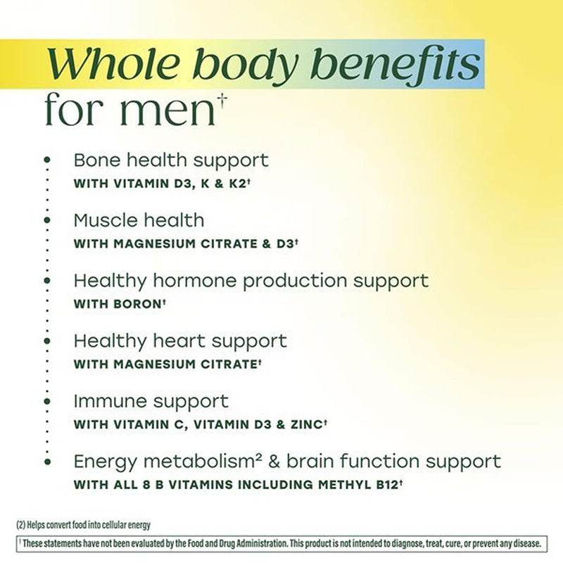 MegaFood Whole Body Multivitamin for Men with 25 Nutrients, 60 Capsules | Mens Multivitamins for Immune, Brain, Heart & Muscle Health, CoQ10, Vitamin D3 K2, Magnesium Citrate, Boron, 30 Servings
