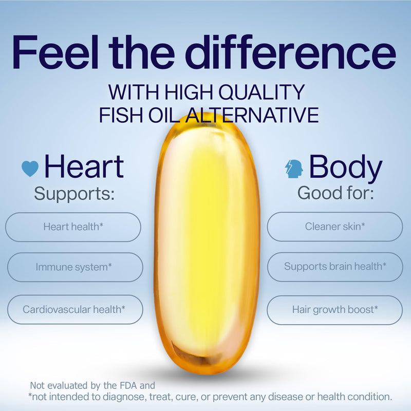 YES Plant-Based Omega 3-6-9 – Burpless Fish Oil Alternative – 120 Capsules | Made with flax, evening primrose (GLA), pumpkin, sunflower & coconut oil. Supports heart, skin, eye & immune health. 120 Count (Pack of 1)